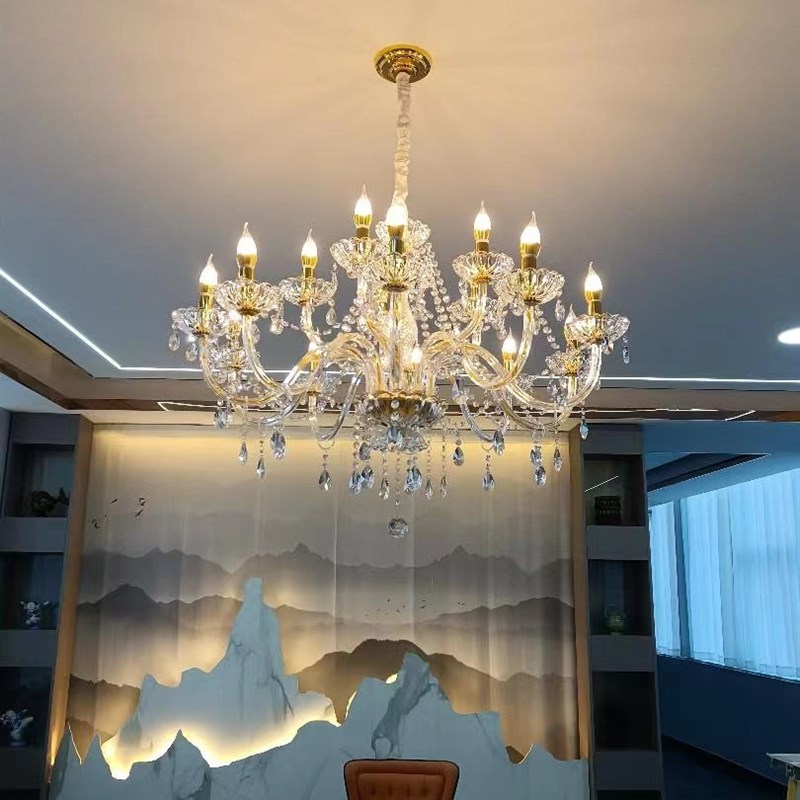水晶吊灯客厅餐厅卧室店铺LED蜡烛K9水晶灯欧式简约现代灯饰轻奢