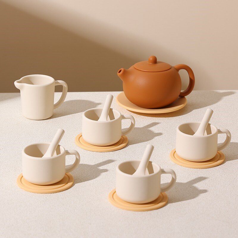 儿童扮家家酒功夫茶具套组可爱泡茶壶食品级矽胶不怕摔宝宝茶艺茶