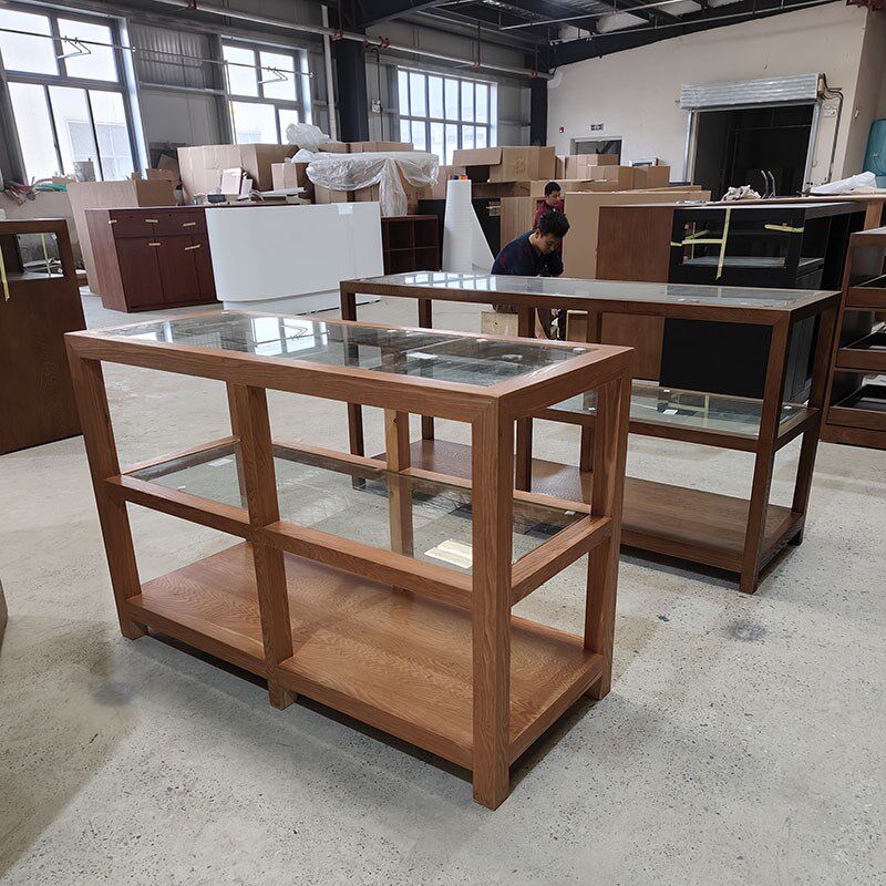 服装店实木玻璃展示台展示桌珠宝店饰品店童装店中岛台中古流水台