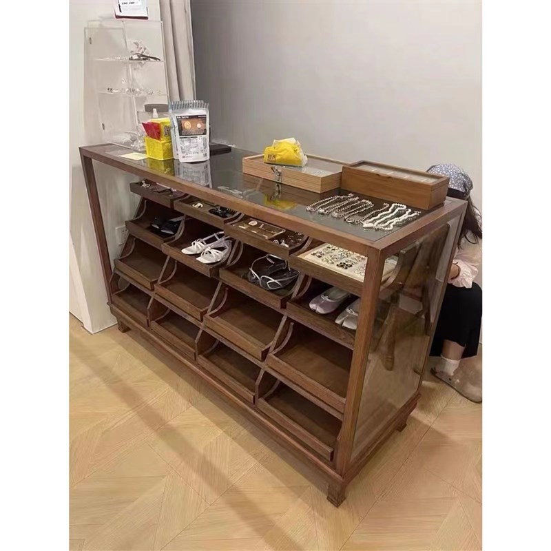 复古服装店中岛柜展示柜展示台陈列柜服装店鞋柜饰品玻璃柜台