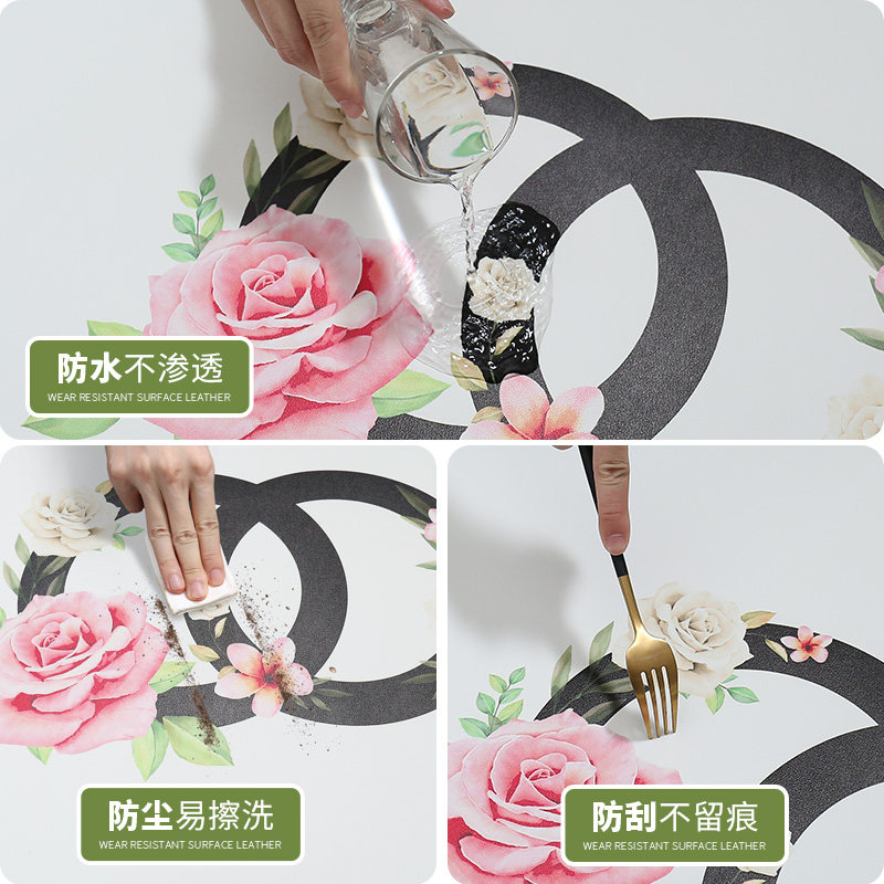 皮革梳妆台桌垫轻奢高级感少女化妆台桌布ins小香风美甲桌面垫布