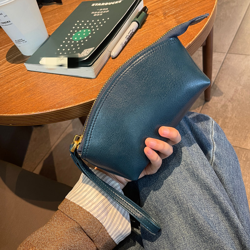 纯牛皮大容量零钱包女百搭2023新款真皮手拎钱包放手机休闲手拿包