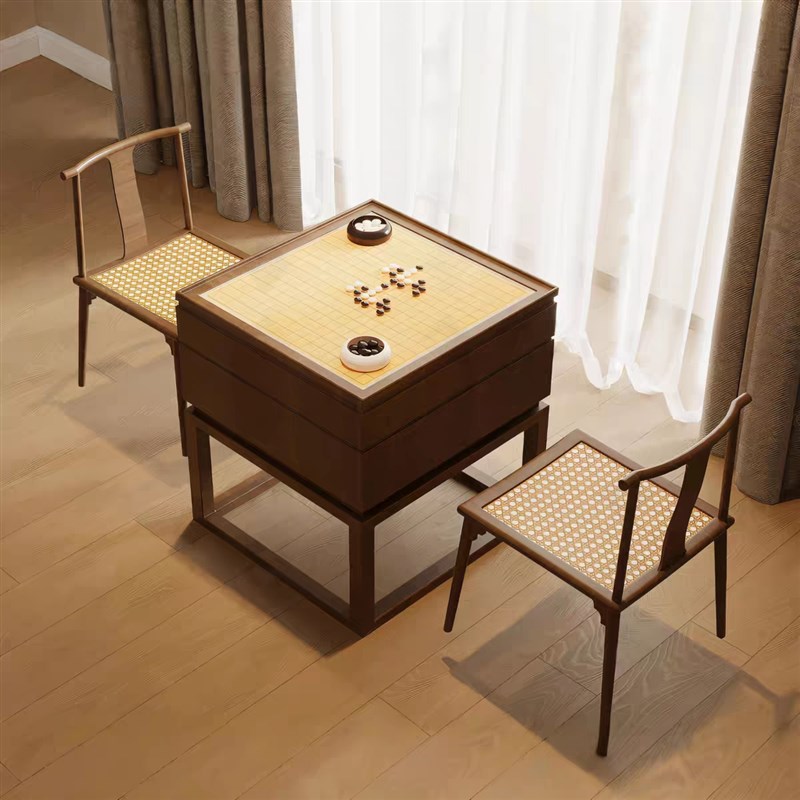 新中式实木围棋桌会所茶室下棋桌老年活动中心棋牌桌休闲象棋桌椅