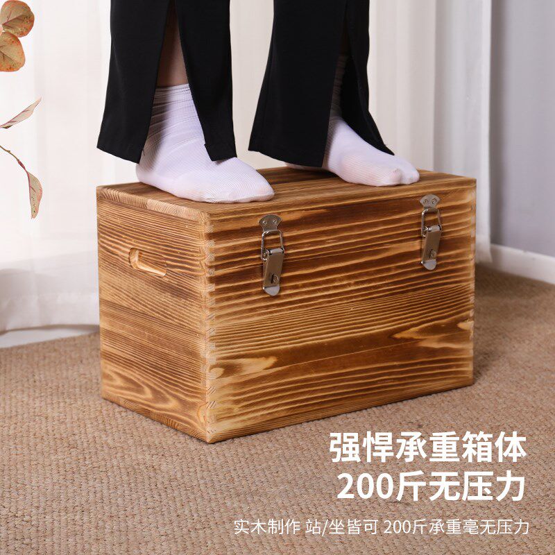 实木长方形储物箱加厚超强承重大木箱无孔防虫收纳箱可挂锁木箱子