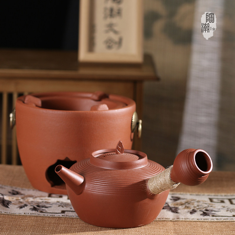 潮州工夫茶红泥炭炉煮茶器梨形砂铫三用炉多种款式可选