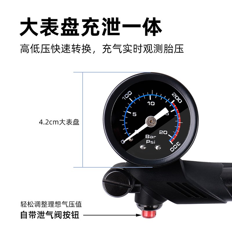 公路自行车前叉后胆避震器气筒专用迷你便携美法嘴轮胎高压打气筒