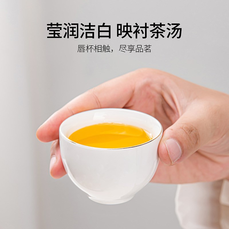 德化白瓷悬停盖碗茶具套装家用一两人独饮精致陶瓷功夫泡茶杯整套