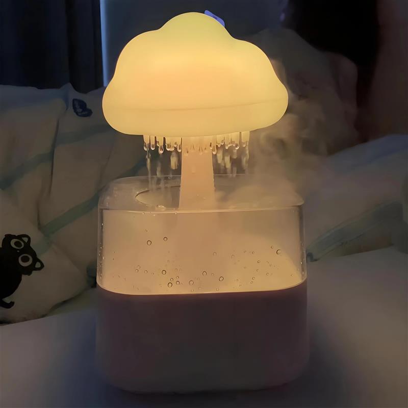 蓝牙音响白噪音云雨加湿器超声波雨云加湿七彩蘑菇云朵下雨滴香薰