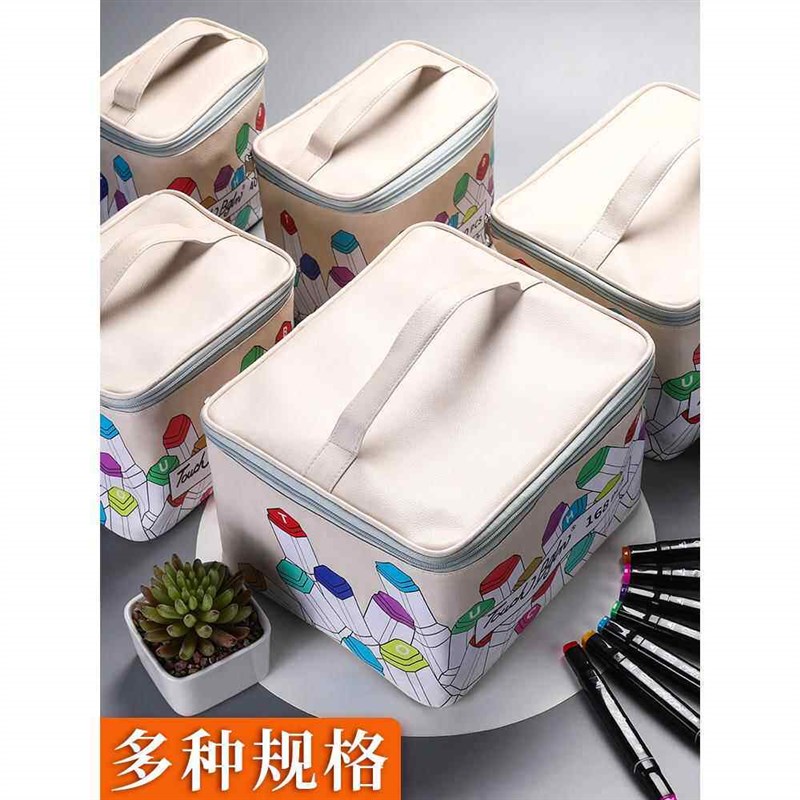 装画笔的收纳盒丙烯马克笔盒子收纳盒手提防水60/80色彩袋盒子笔图片