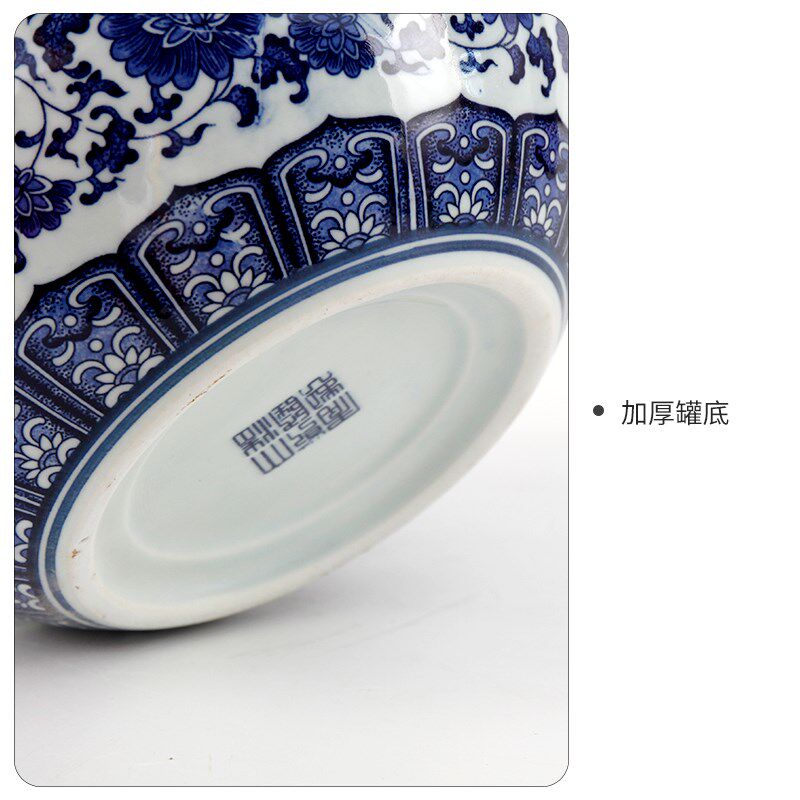 景德镇青花瓷缠枝莲茶缸茶洗陶瓷大鱼缸陶瓷大笔洗青花瓷陶瓷花盆