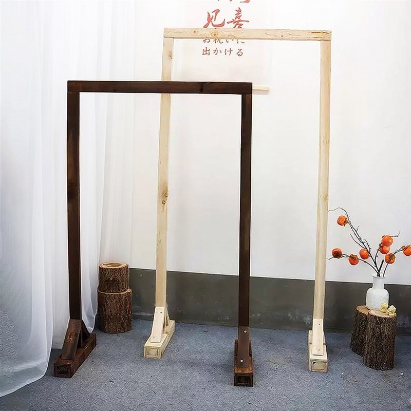 森系婚礼拱门实木架户外婚庆布置道具背景场景摄影花架木门架子