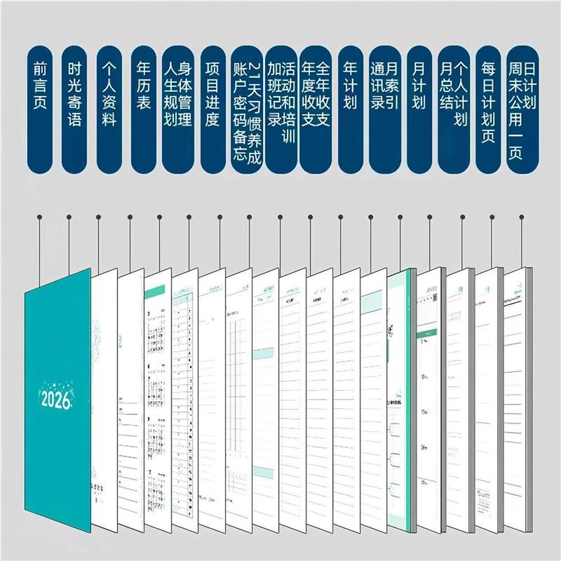 2026年日程本每日一页工作计划时间管理本效率手册学习本加厚笔记