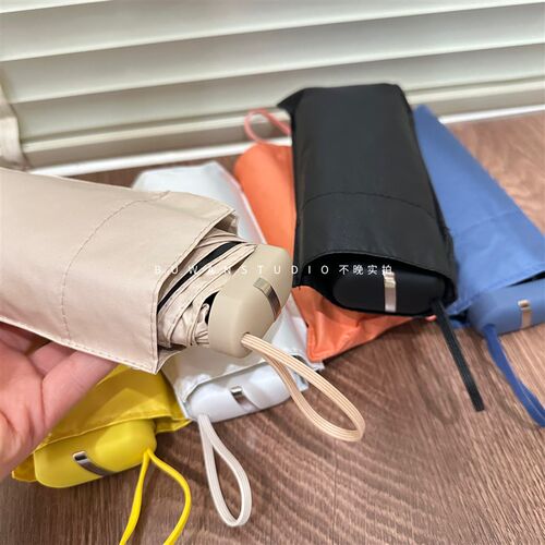 线下出口品质!!直供商场超轻结实折叠胶囊伞迷你黑胶两用遮阳伞