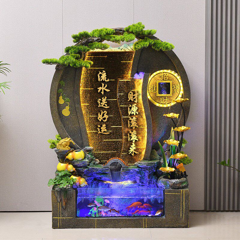 假山流水喷泉水幕墙流水屏风客厅阳台别墅庭院公司开业景观摆件