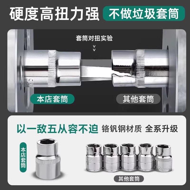 汽修套筒扳手工具套装组合棘轮套头维修专用工具箱多功能修车大全