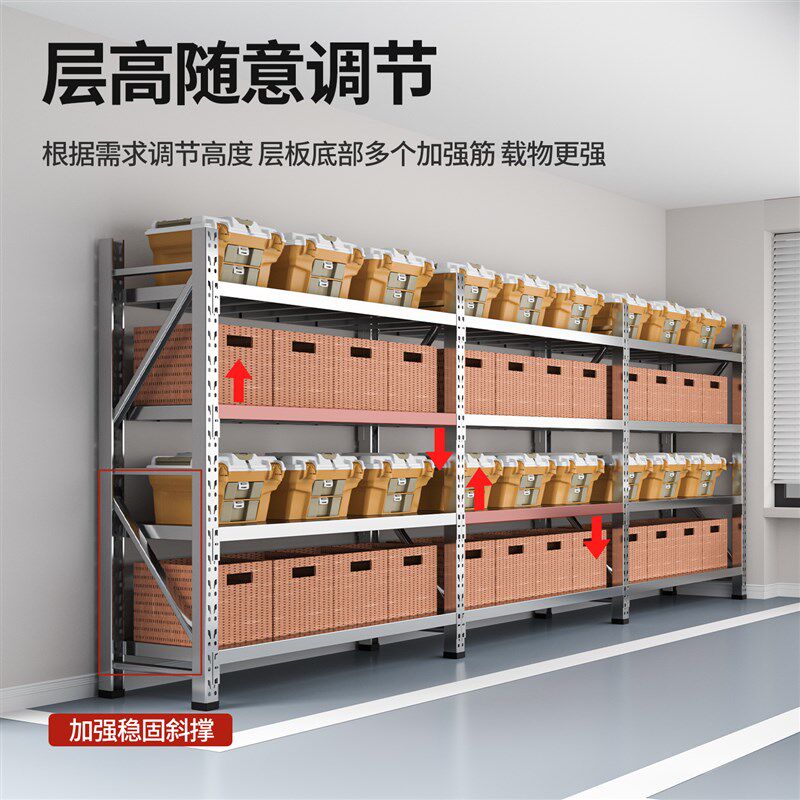 304不锈钢重型货架多层商用工业可调节地下室仓储冷库防潮置物架