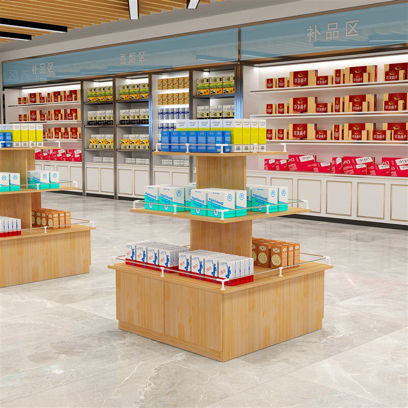 超市中岛展示台货架堆头展示架促销台文具化妆品展示柜母婴店圆形