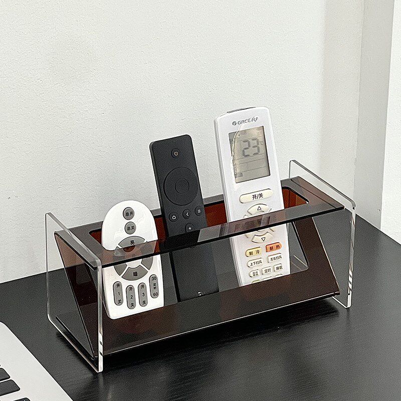 亚克力桌面收纳盒多功能手机遥控器置物架ins风轻奢茶几展示盒子