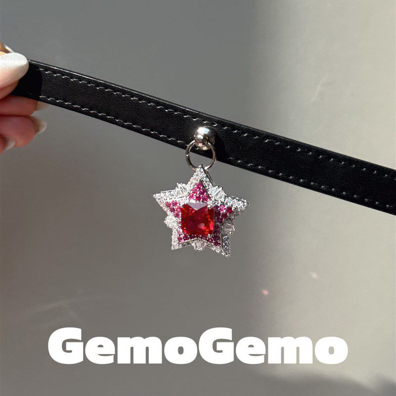 GemoGemo原创宠物项圈猫狗通用红宝石星星宝石项圈小型犬优雅高贵