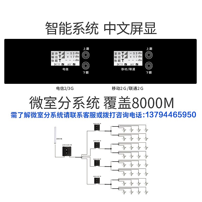 大功率三网合一手机信号放大器增强移动联通电信加强地下室接收器