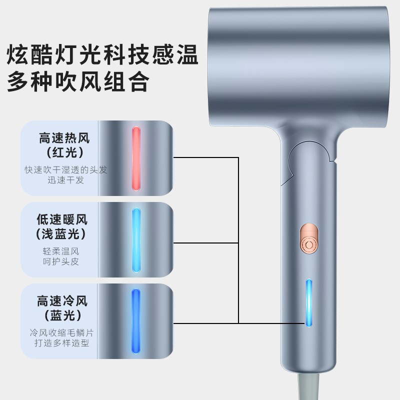 2024新款吹风机家用负离子护发大风力可折叠恒温大功率吹风机
