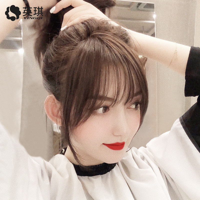 法式空气刘海假发女网红3d真发自然八字刘海片头顶补发块遮盖白发