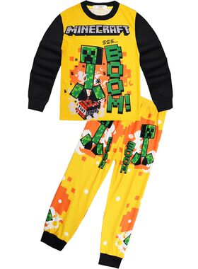 我的世界Minecraft儿童睡衣套装男童家居服游戏空调家居服两件套