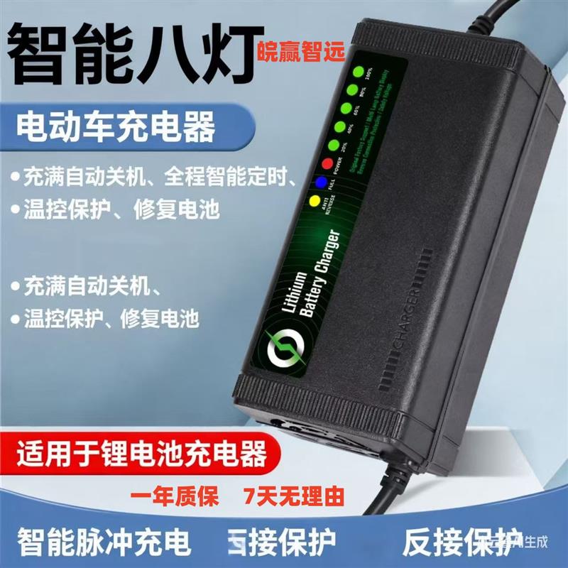 8灯显示电48V60V72V锂电池瓶充6A8A10A润强磷酸铁锂充电器电动车