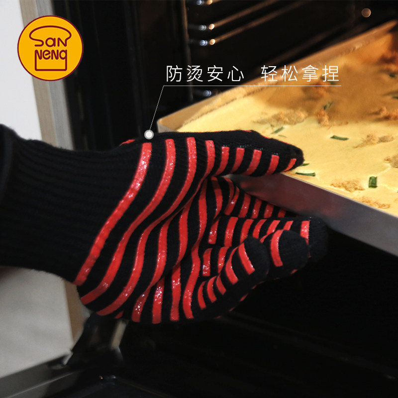 三能耐高温隔热手套烤箱微波炉五指手套加厚防烫厨房烘焙家用工具