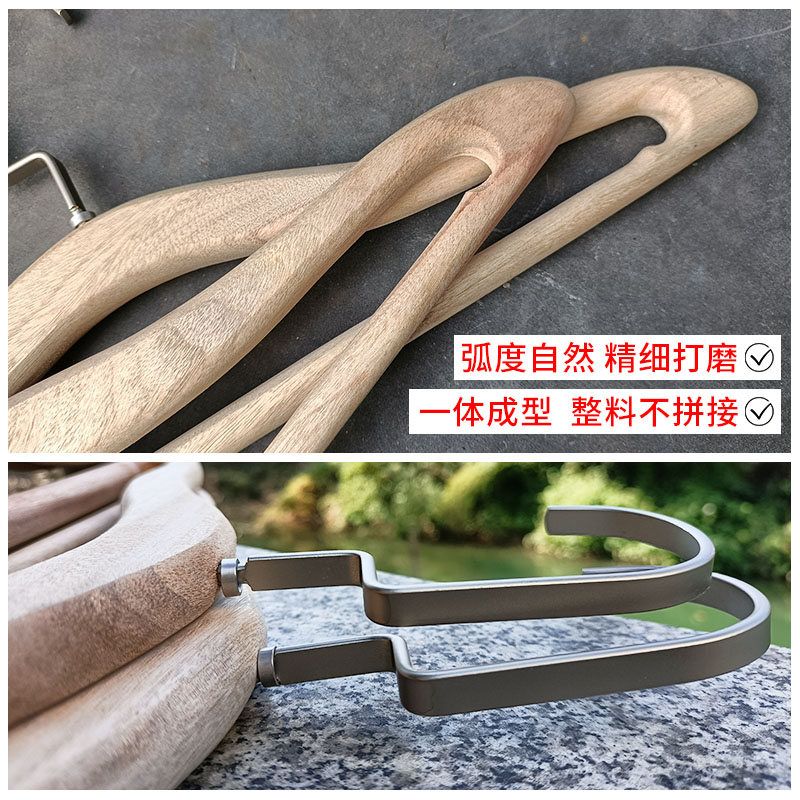 天然整料无漆老香樟木衣架原木色纯实木扁勾防滑横杆衣撑防虫蛀