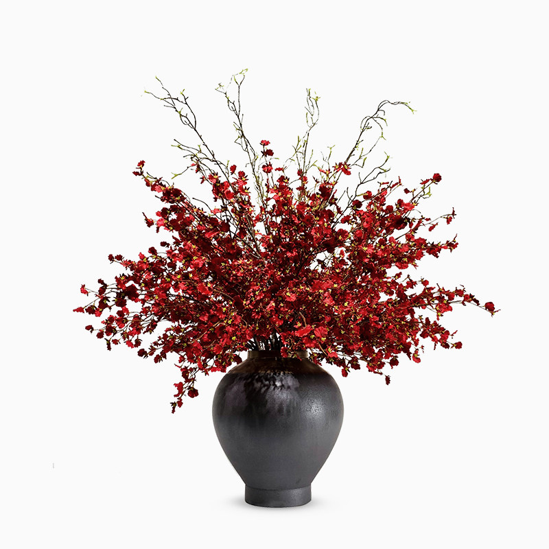 红色跳舞兰仿真花束塑料花假花客厅摆设桌面装饰干花室内花艺摆件