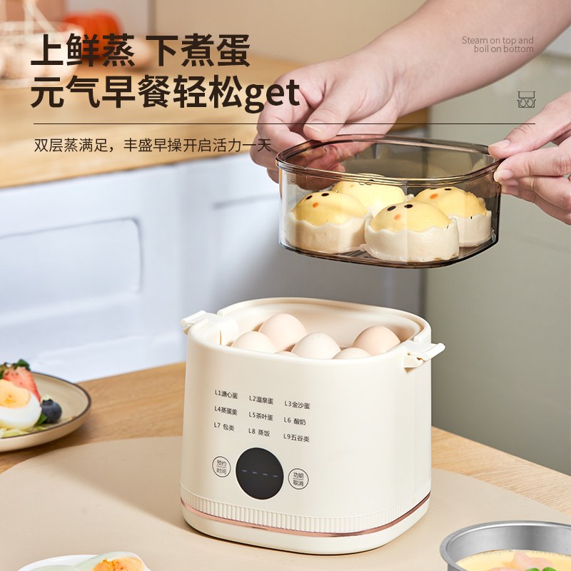 煮蛋器多功能辅食机宝宝BB营养汤蒸蛋器煮蛋小型家用双层小蒸锅