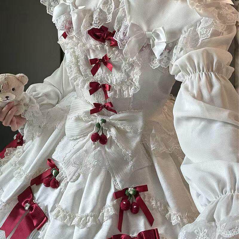 小奶糖衬衫 lolita内搭蝴蝶结蕾丝系带雪纺长袖