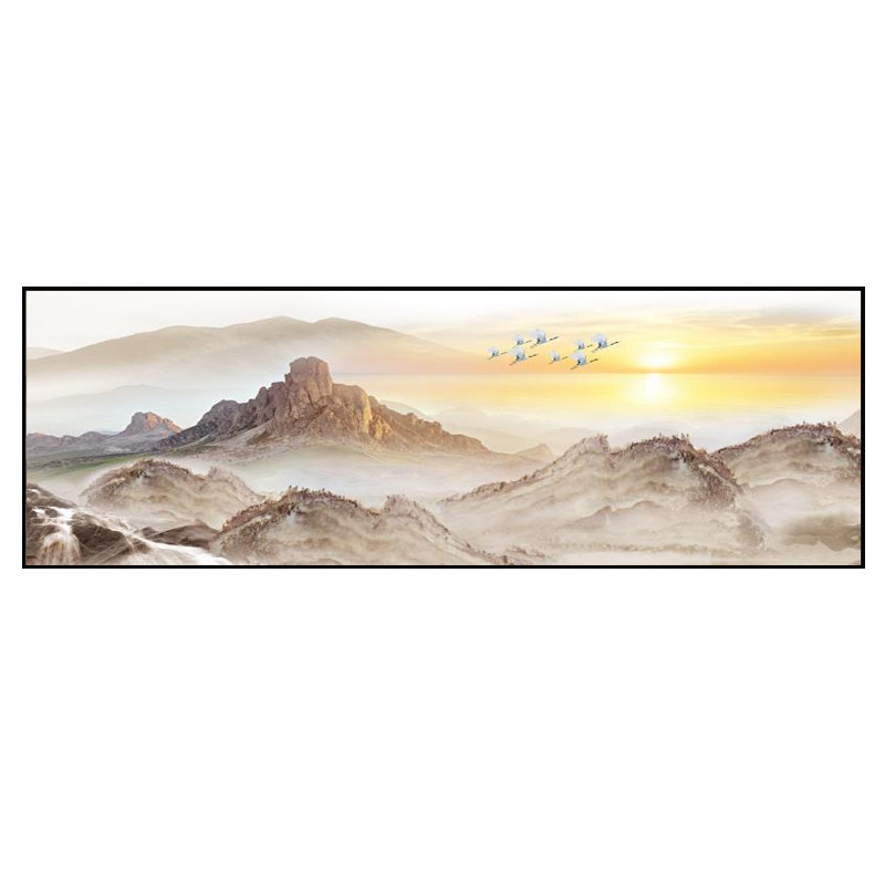 新中式客厅装饰画山靠山水壁画沙发背景墙面挂画办公室日出风景画