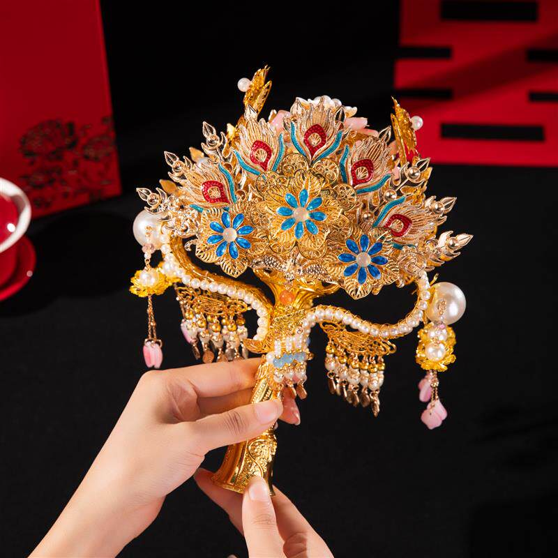 中式婚礼金色手捧花新娘结婚订婚捧花diy材料包手工权杖礼物创意