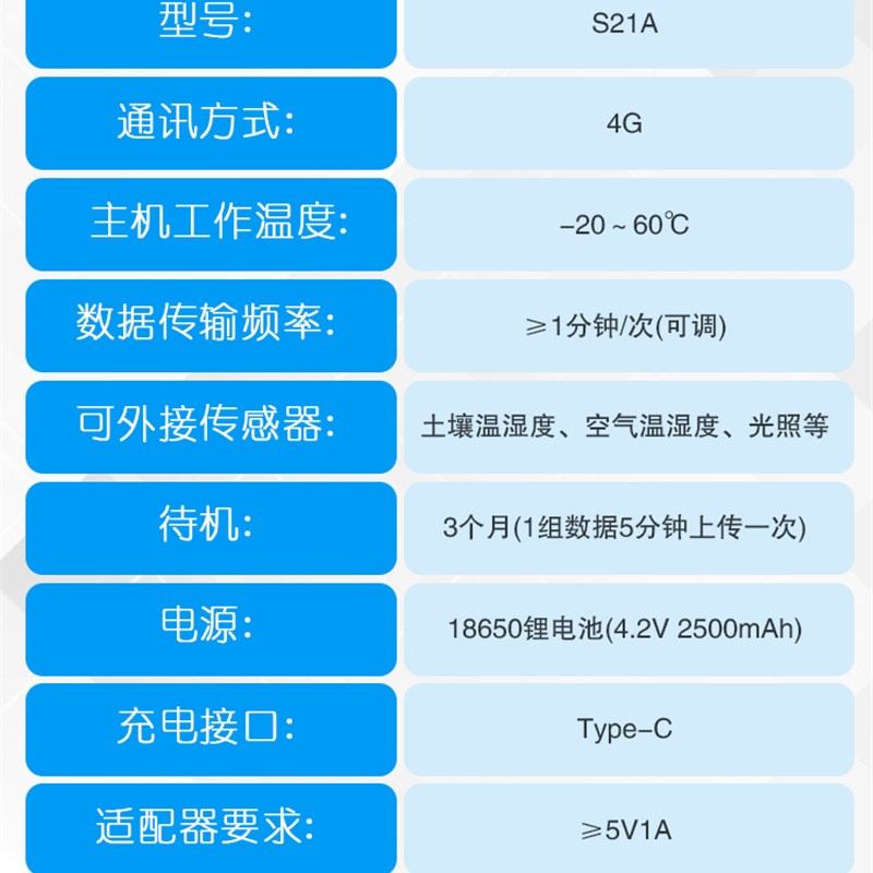 土壤温湿度计农业土壤水分计远程二氧化碳记录仪种植光照强度检测