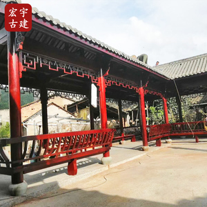 户外防腐木文化长廊古建凉亭庭院实木室外别墅花园现代新中式亭子