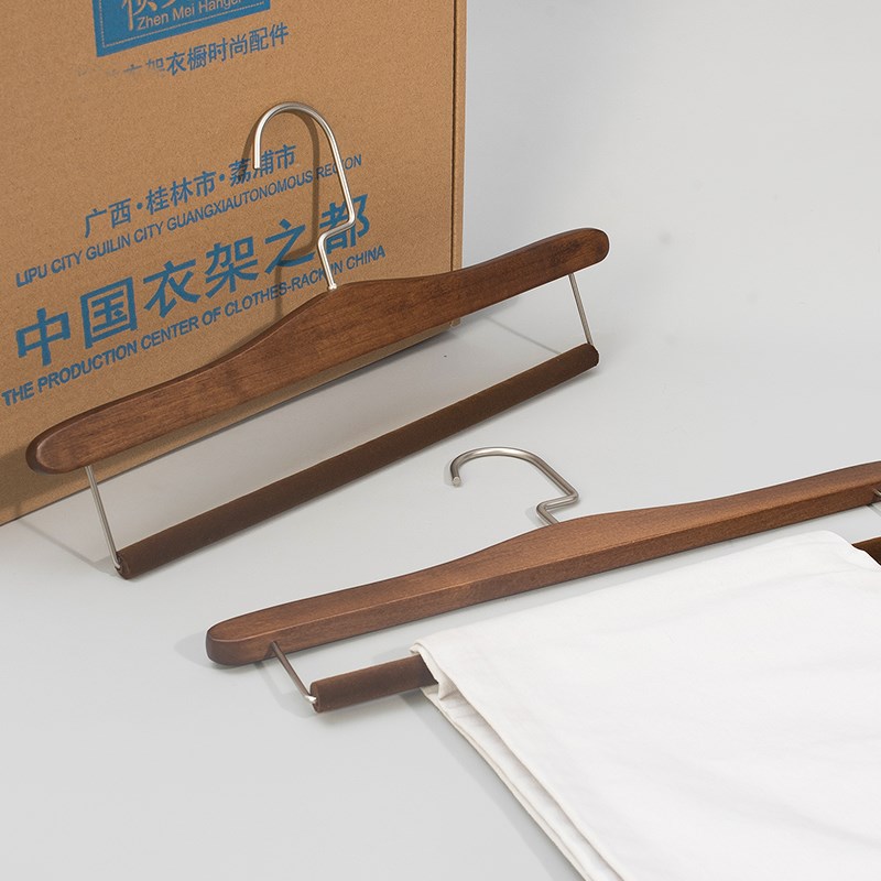 实木裤架无痕防滑裤子架木质裤衣架裤夹家用衣柜植绒裤挂裙裤夹子