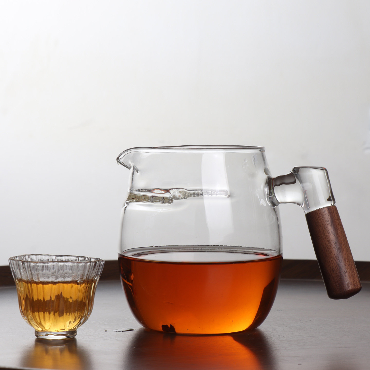玻璃公道杯茶海套装透明月牙