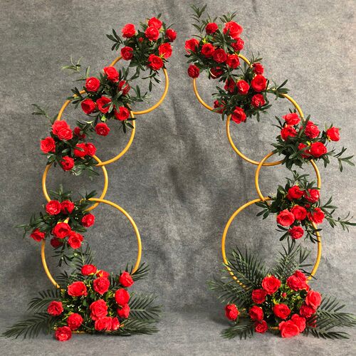 2019新款婚庆道具铁艺圆环花架背景圆环路引婚礼装饰花艺摆件拱门