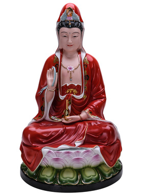 陶瓷南海观音菩萨佛像客厅家用供奉观音菩萨摆件微笑观世音菩萨佛