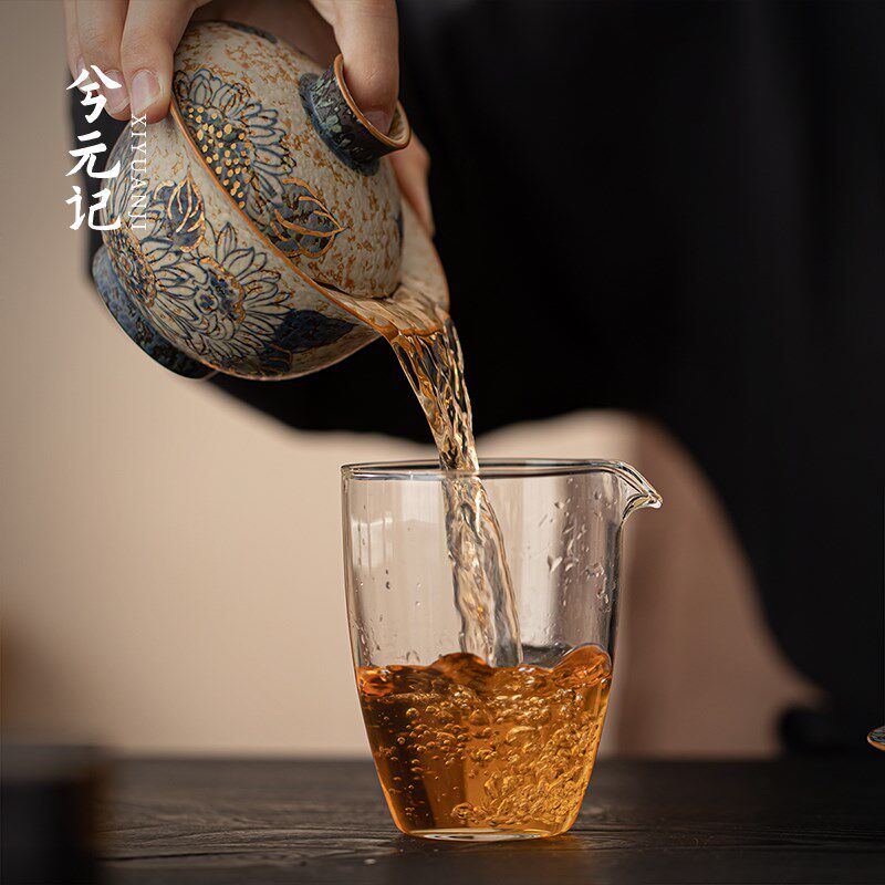 手绘青花三才盖碗陶瓷茶杯家用大号单个高档中式古风带盖茶碗礼盒
