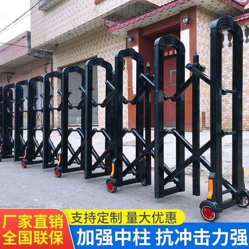 手动推拉折叠门不锈钢伸缩大门高速路障移动护栏施工伸缩围栏隔离