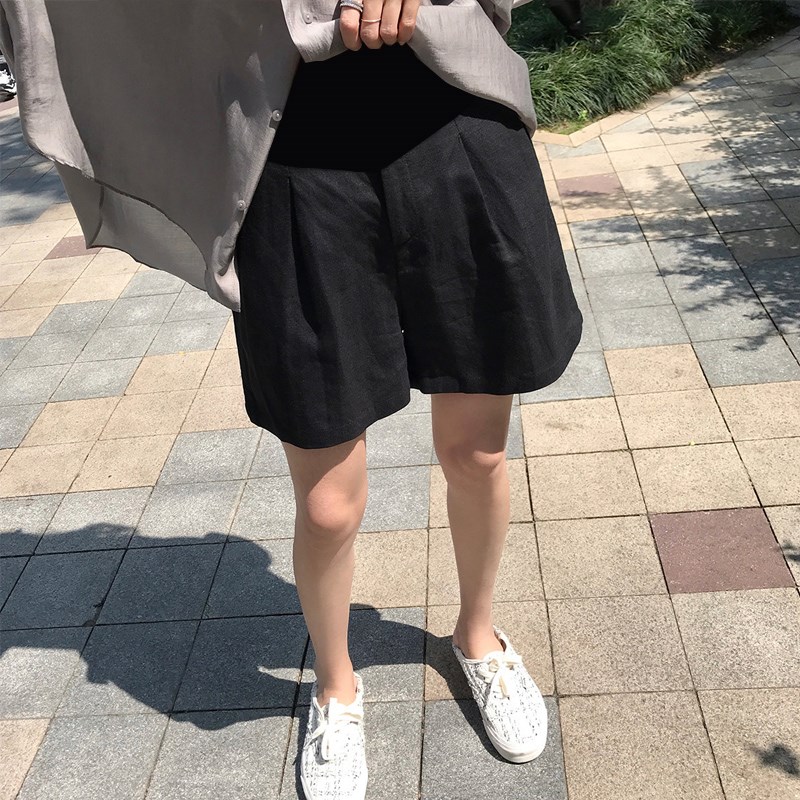 孕妇棉麻短裤子不勒肚子春夏季薄款外穿打底裤孕期小个子阔腿热裤