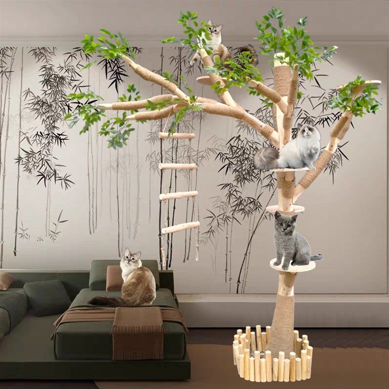 猫爬架耐磨不粘毛真树干实木猫架大型猫树网红猫爬树宠物跳台一体