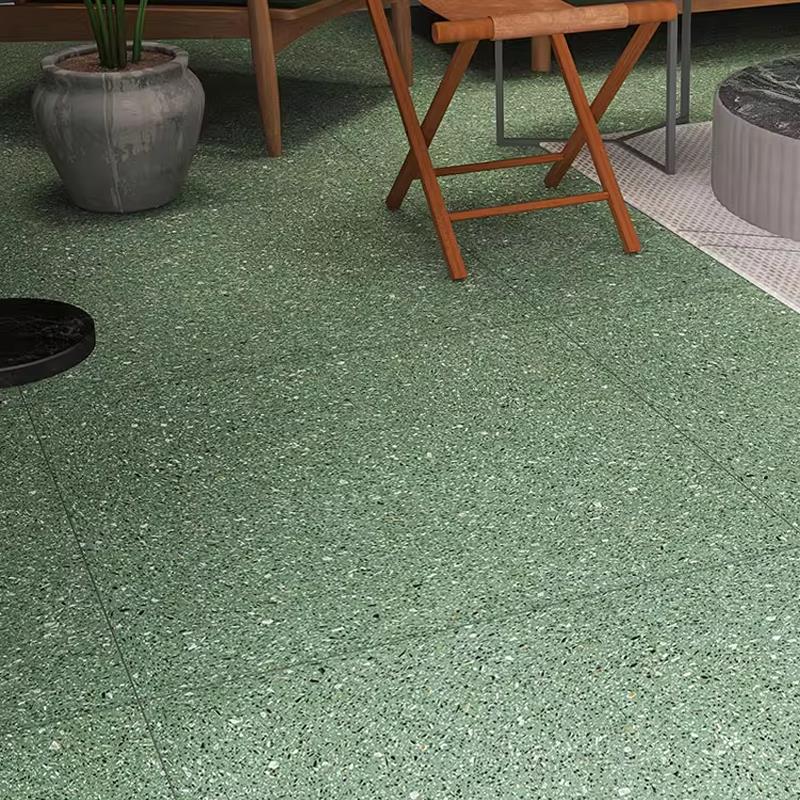 复古绿色水磨石瓷砖民宿花园奶茶餐饮连锁店防滑地砖800x800墙砖