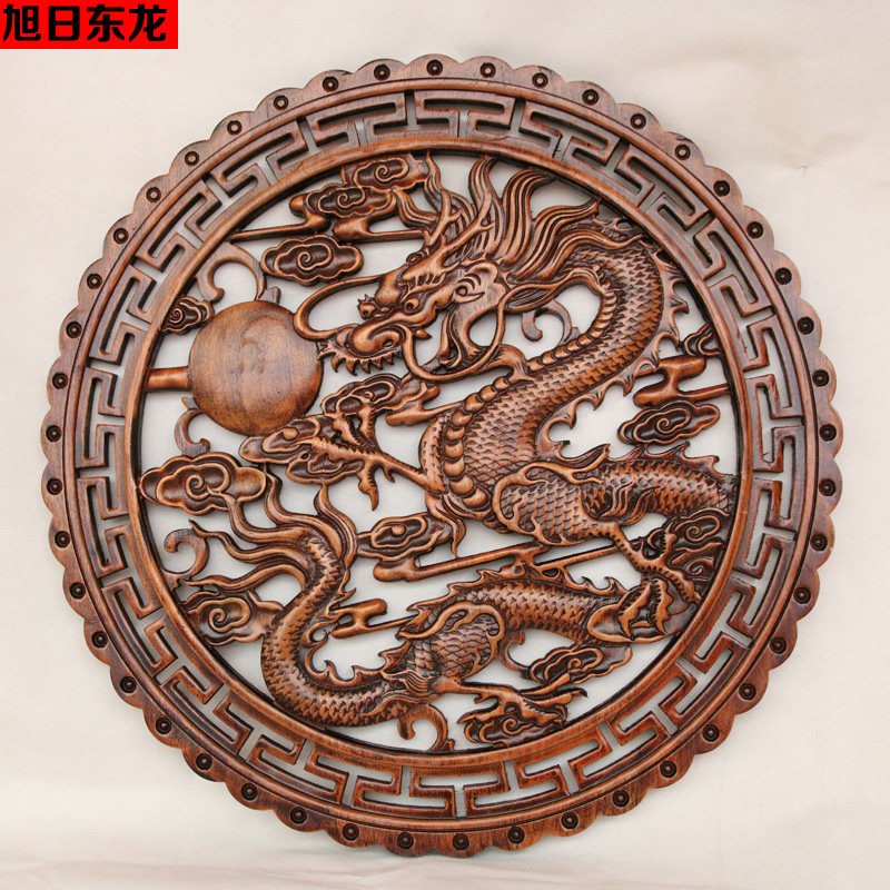 东阳木雕挂件实木中式彷古装修花窗花格门窗墙壁装饰画 画 圆形隔