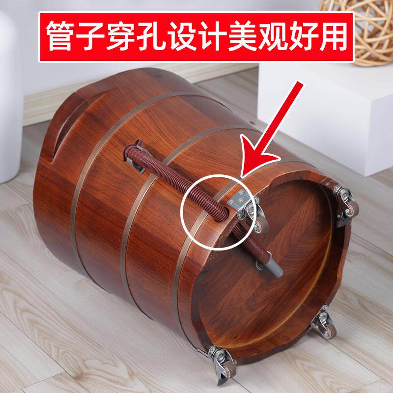 顺丰花梨木泡脚桶家用过小腿带排水轮子实木足浴桶高深桶洗脚木盆