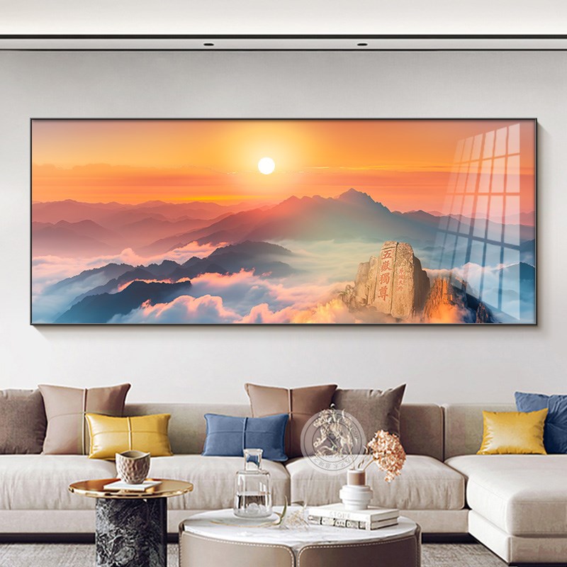 泰山日出图挂画客厅沙发背景墙装饰画2026新款高级感日照金山壁画