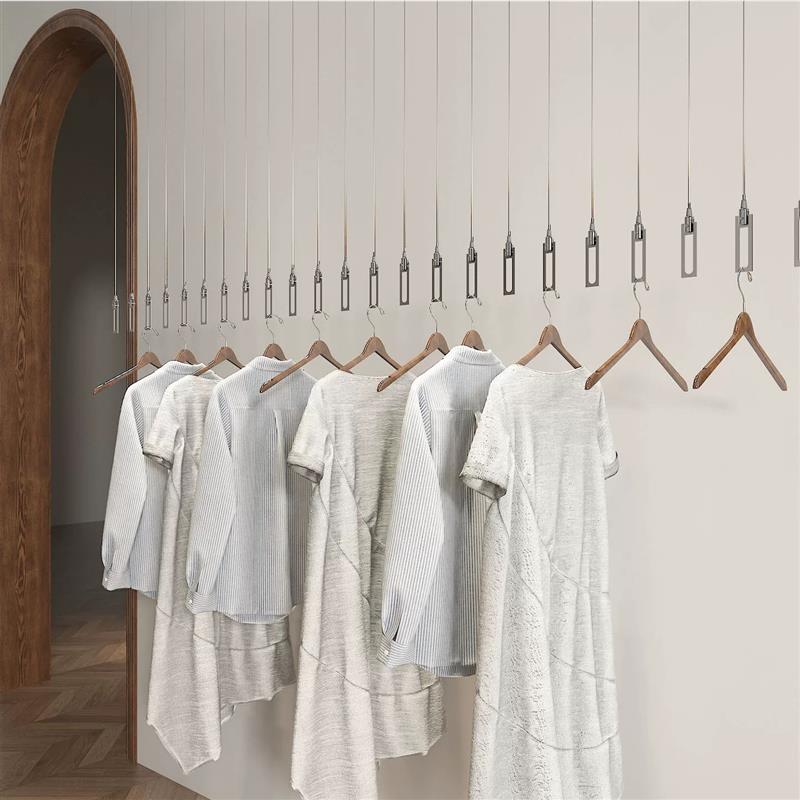服装店吊环展示架不锈钢点挂吊挂橱窗顶装吊钩钢丝绳女装悬挂衣架